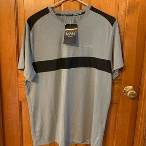 Man Active Mesh Panel Shirt Grey- L